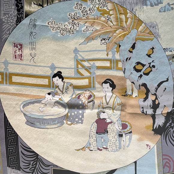 Large Japanese Pictorial Silk Scarf - Picture 5 of 17